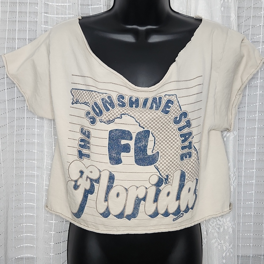 Vintage Crop Florida Souvenir Graphic Tee Shirt SzL
